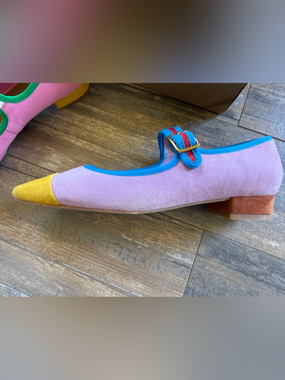 Charlotte Stone Rhiannon Size 10 Nassau Suede Mary Jane Mismatched Ballet Flat - Picture 3 of 14